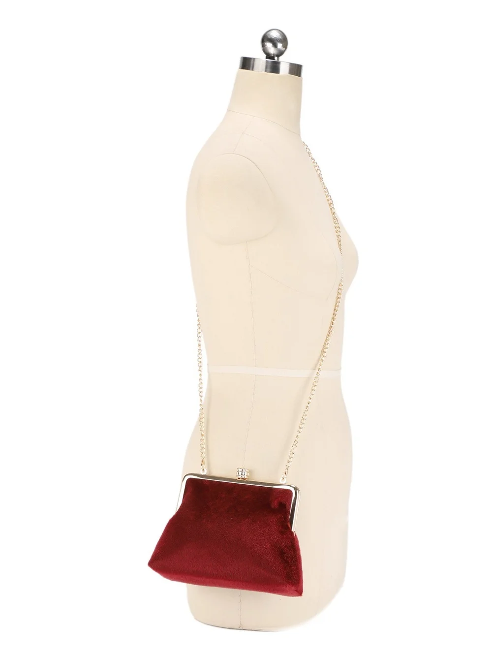 Black Faux-Fur Evening Clutch with Gold Chain